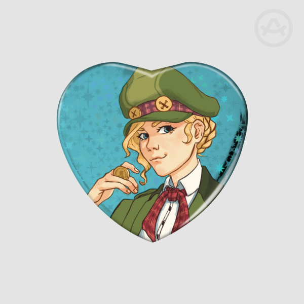 Gina Lestrade heart button badge