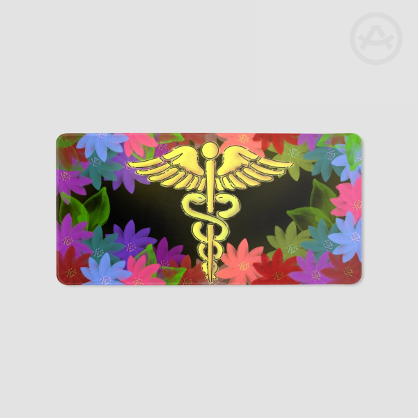 Floral Caduceus Desk Pad