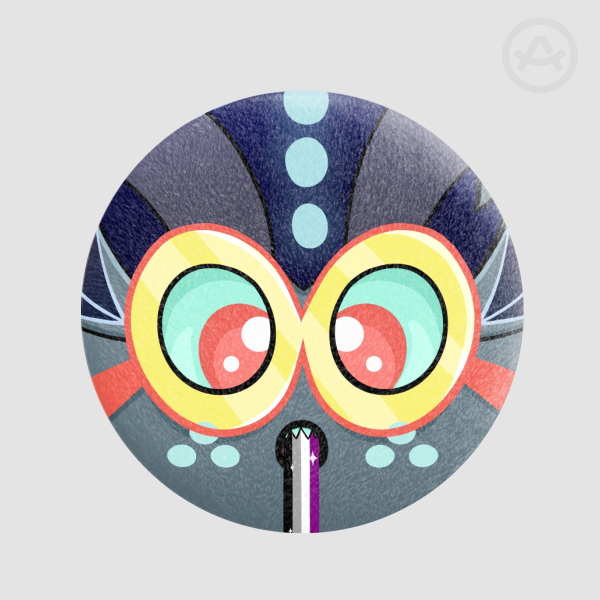 Baxter asexual plush badge