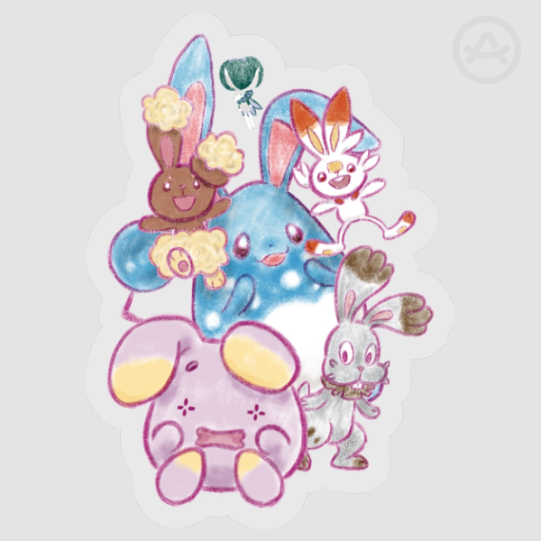 Rabbit Pokemon Clear PET Vinyl Die Cut Stickers