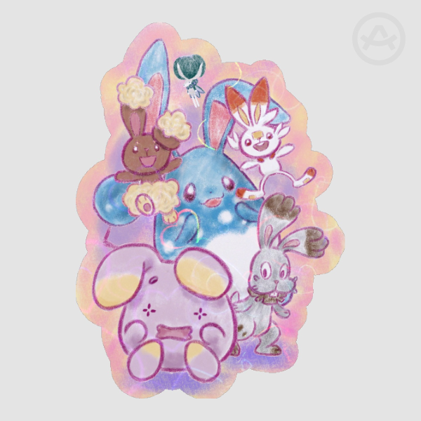 Rabbit Pokemon Colored Edge Die Cut Stickers