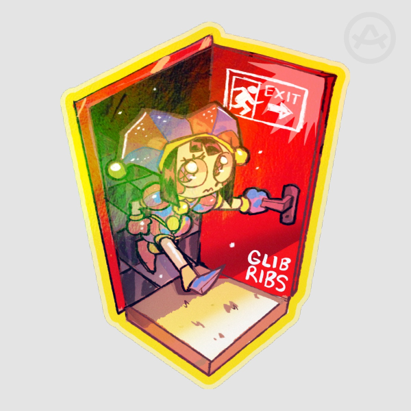 Pomni Exit Door Holographic Sticker
