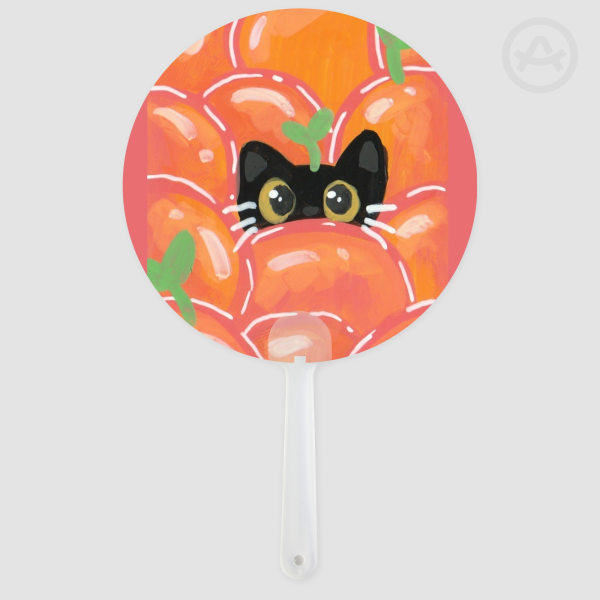 Orange Cat Transparent Hand Fan - 6.61""(168mm)