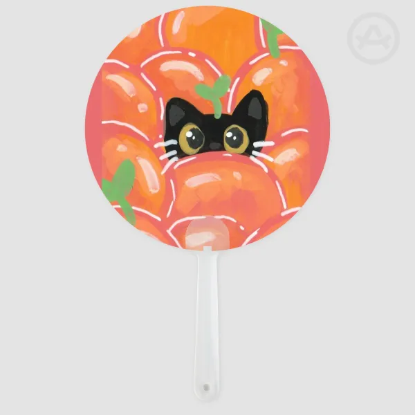 Orange Cat Transparent Hand Fan - 6.61""(168mm)