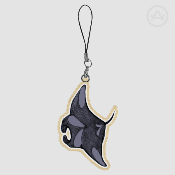 Manta Ray Wood Keychain