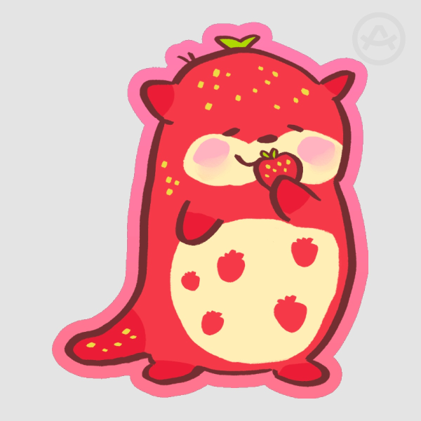 Strawberry Otter Sticker (2x2)