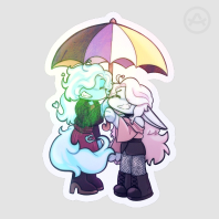 Non-Binary Umbrella Bellini - Hydroponic Hydrangea - Rainbow Holo Die Cut Stickers