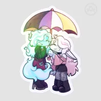 Non-Binary Umbrella Bellini - Hydroponic Hydrangea - Rainbow Holo Die Cut Stickers