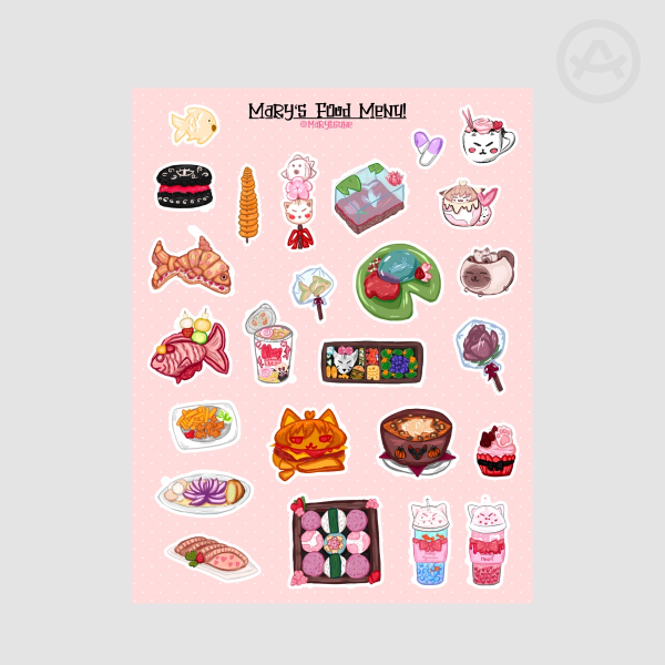 Marytsune's Food Menu - Coated Matte Paper Stickers Sheet