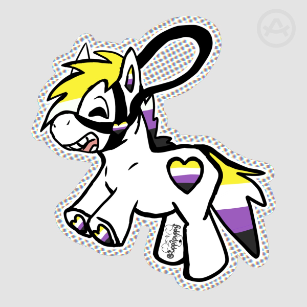Nonbinary pride pony sticker