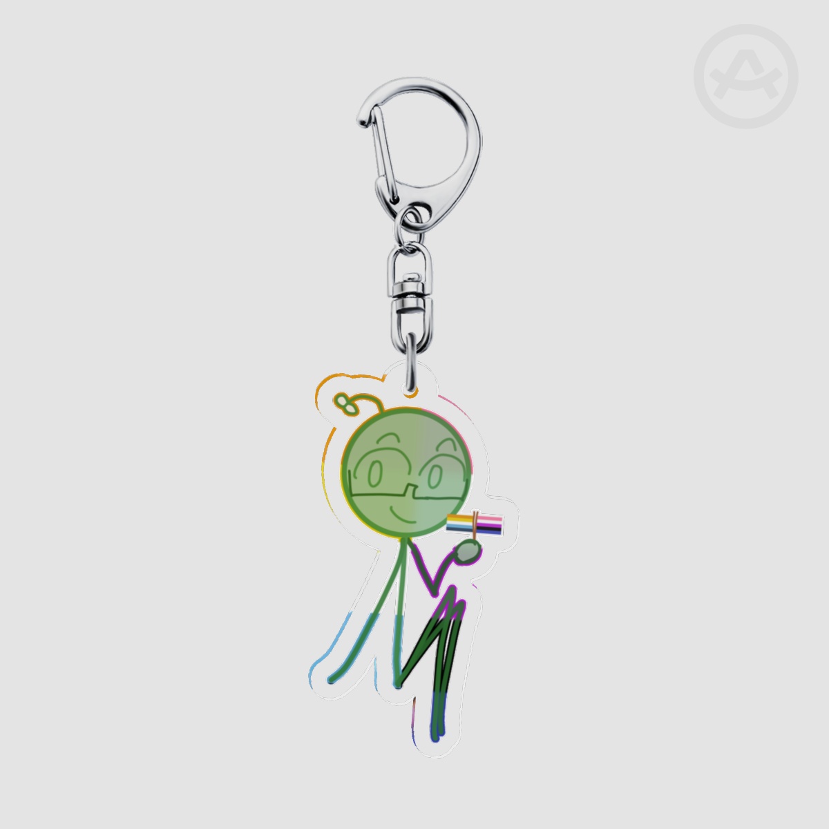 Green Pride Keychain (White and Gray)