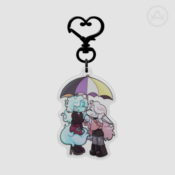 Non-Binary Umbrella Bellini - Hydroponic Hydrangea - Epoxy Clear Acrylic Keychain