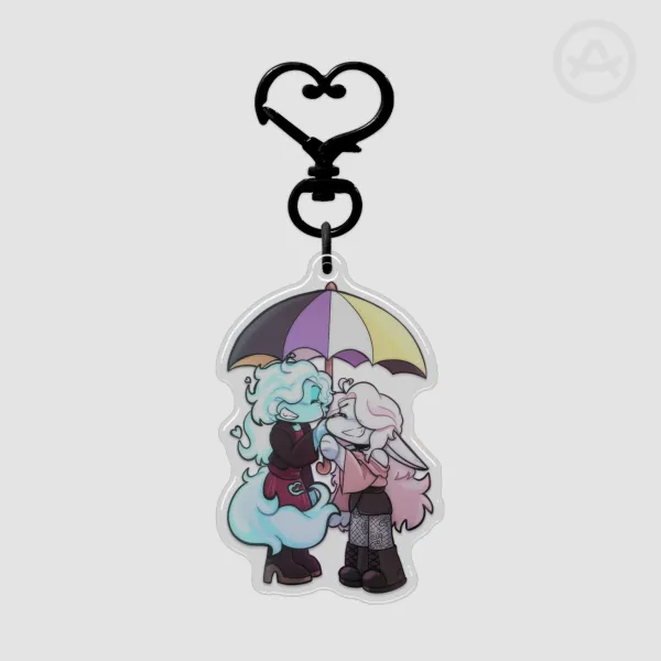 Non-Binary Umbrella Bellini - Hydroponic Hydrangea - Epoxy Clear Acrylic Keychain