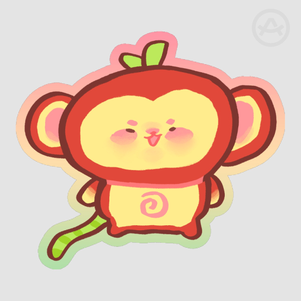 Apple Monkey Sticker (2x2)