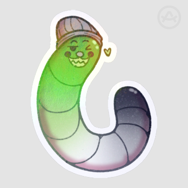 Aromantic Worm - Die Cut Sticker
