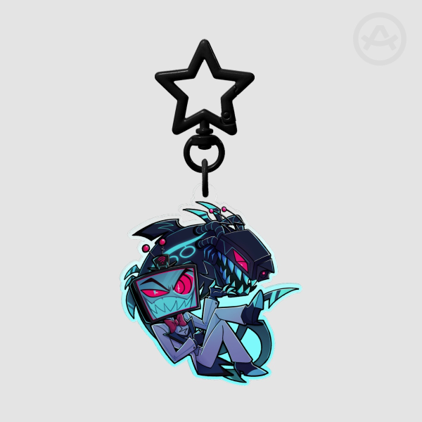 Vox and Shok.Wav Acrylic Keychain With Cyan Colored Edge