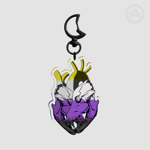 Non-binary Wolf Skull Heart Acrylic Keychain