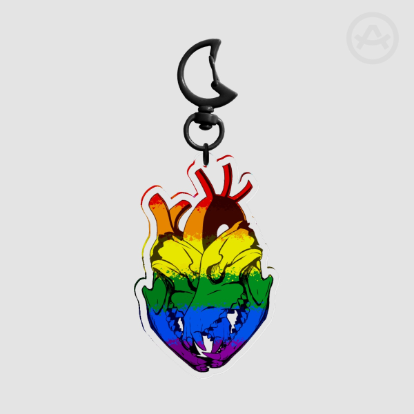 Pride Wolf Skull Heart Acrylic Keychain