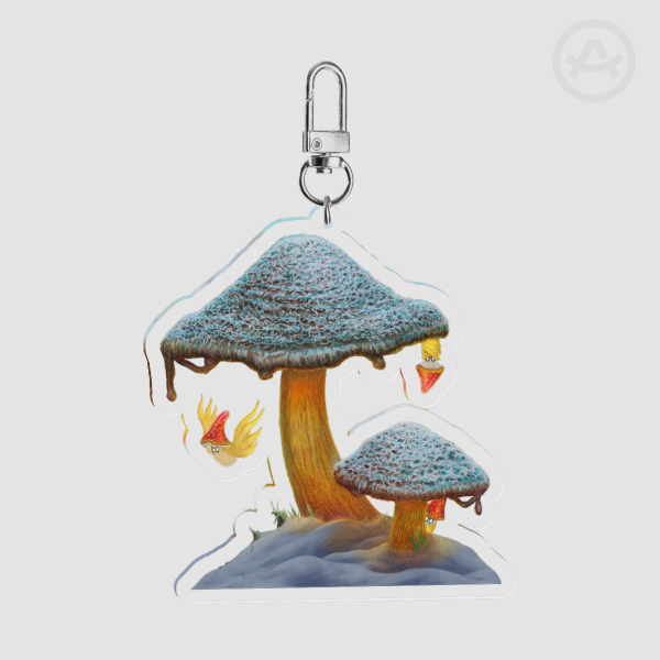 Winter Mushroom Spirits Acrylic Keychain