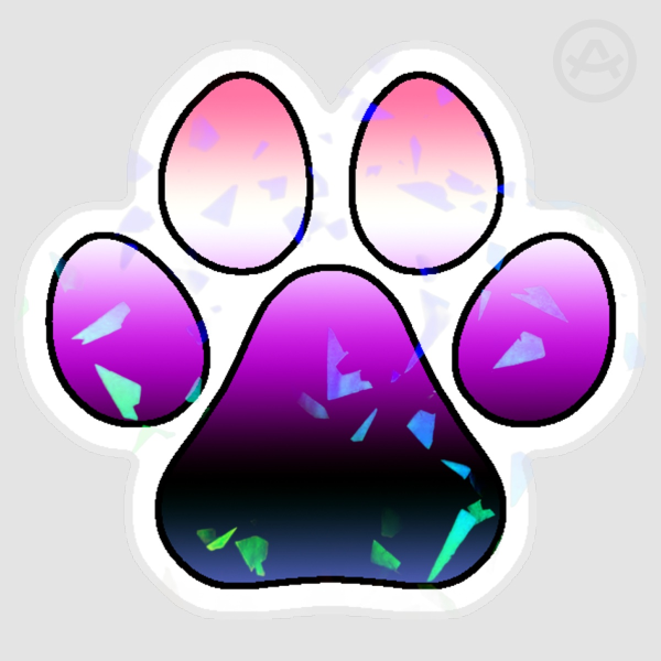 Genderfluid Pride Flag Pawprint Holographic Sticker - 3 Inch