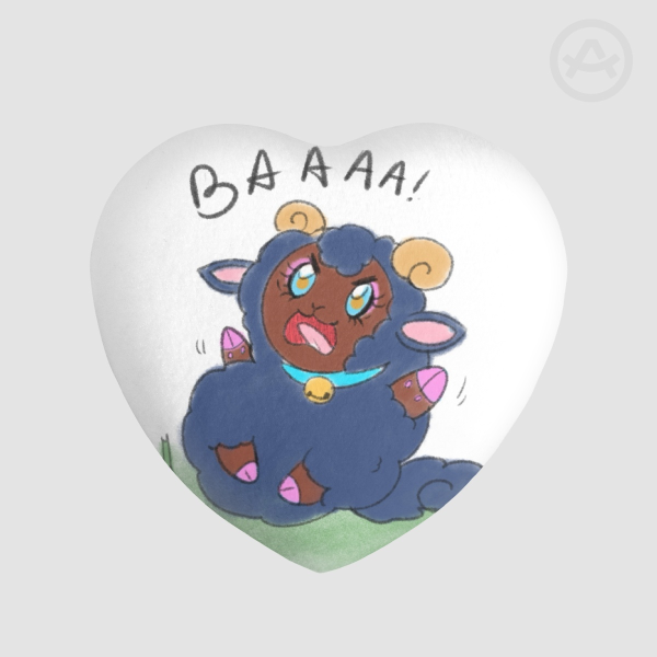 Blue sheep Oya  Heart Shape Plush Badge