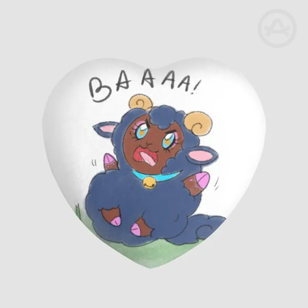 Blue sheep Oya  Heart Shape Plush Badge