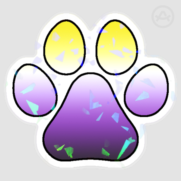 Non-Binary Pride Flag Pawprint Holographic Sticker - 3 Inch