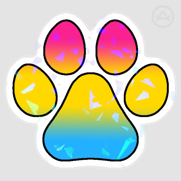 Pansexual Pride Flag Pawprint Holographic Sticker - 3 Inch