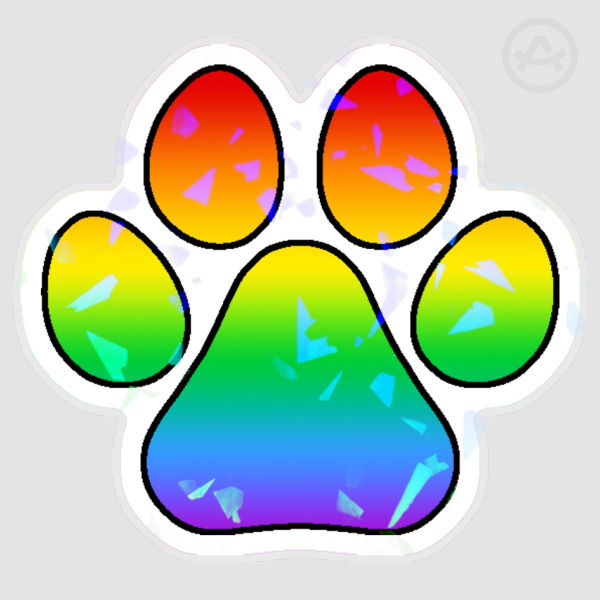 Rainbow Pride Flag Pawprint Holographic Sticker - 3 Inch