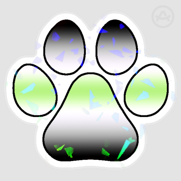 Agender Pride Flag Pawprint Holographic Sticker - 3 Inch