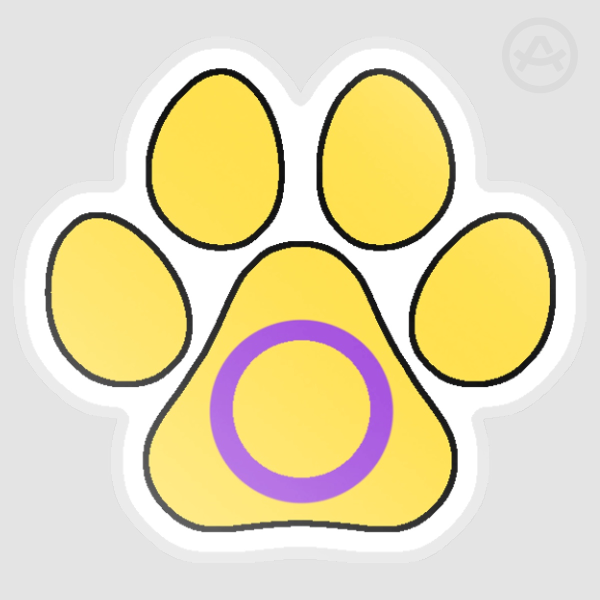 Intersex Pride Flag Pawprint Vinyl Sticker - 2 Inch