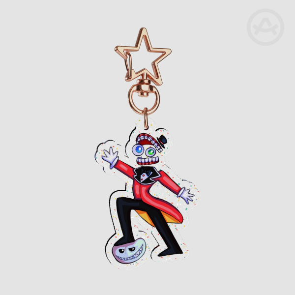 Caine & bubble Glitter Keychain