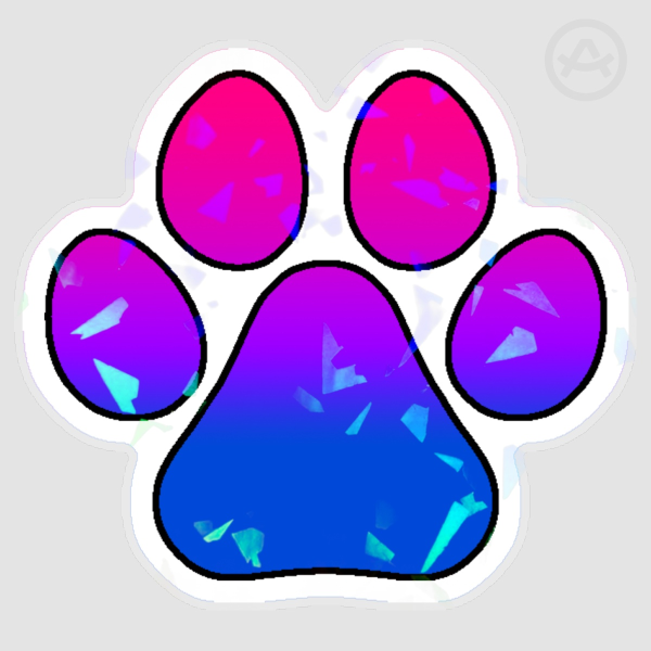 Bisexual Pride Flag Pawprint Holographic Sticker - 3 Inch