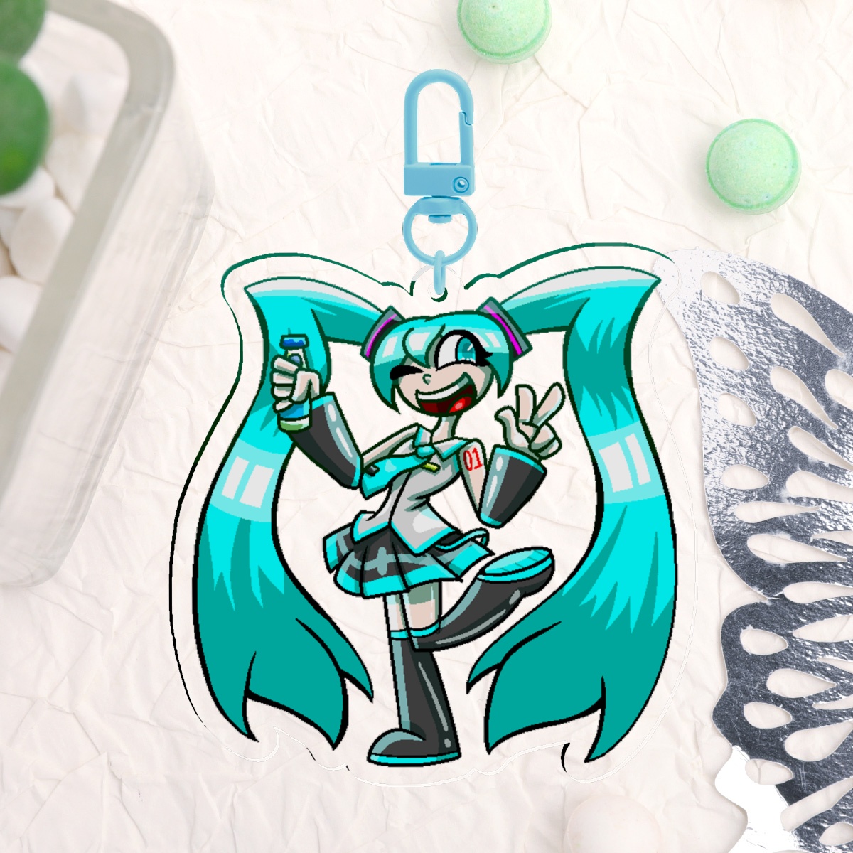 Pixel Miku Clear Acrylic Keychains