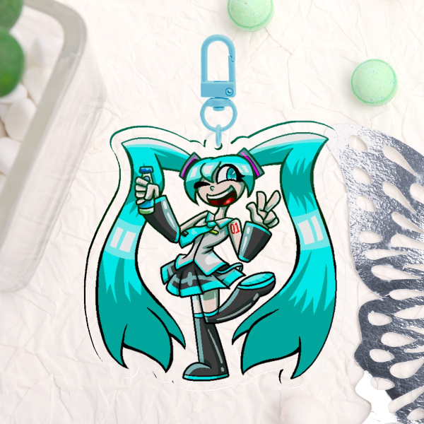 Pixel Miku Clear Acrylic Keychains
