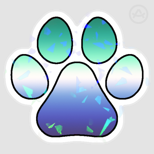 Gay Pride Flag Pawprint Holographic Sticker - 3 Inch