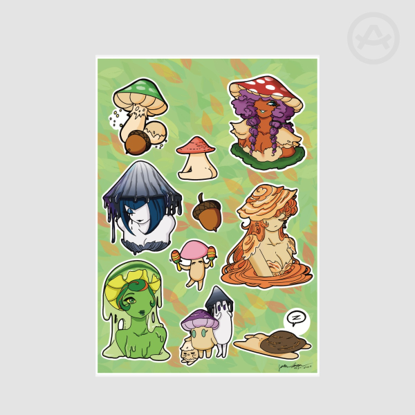 Fun gal ( mushroom )  Coated Paper Stickers Sheet