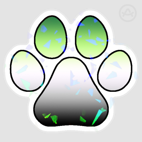 Aromantic Pride Flag Pawprint Holographic Sticker - 3 Inch
