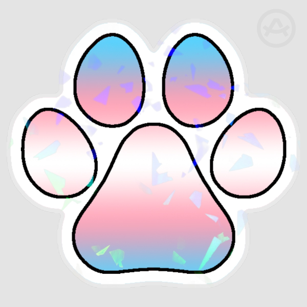 Trans Pride Flag Pawprint Holographic Sticker - 3 Inch