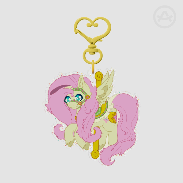 Flutter Shy Carousal Glitter Keychain
