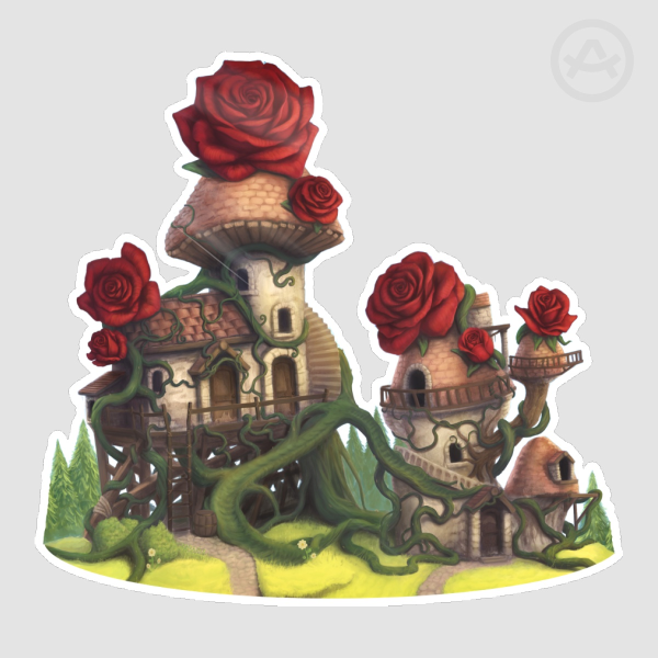 Rose Village Glossy Die Cut Sticker