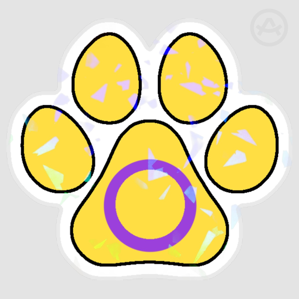 Intersex Pride Flag Pawprint Holographic Sticker - 3 Inch