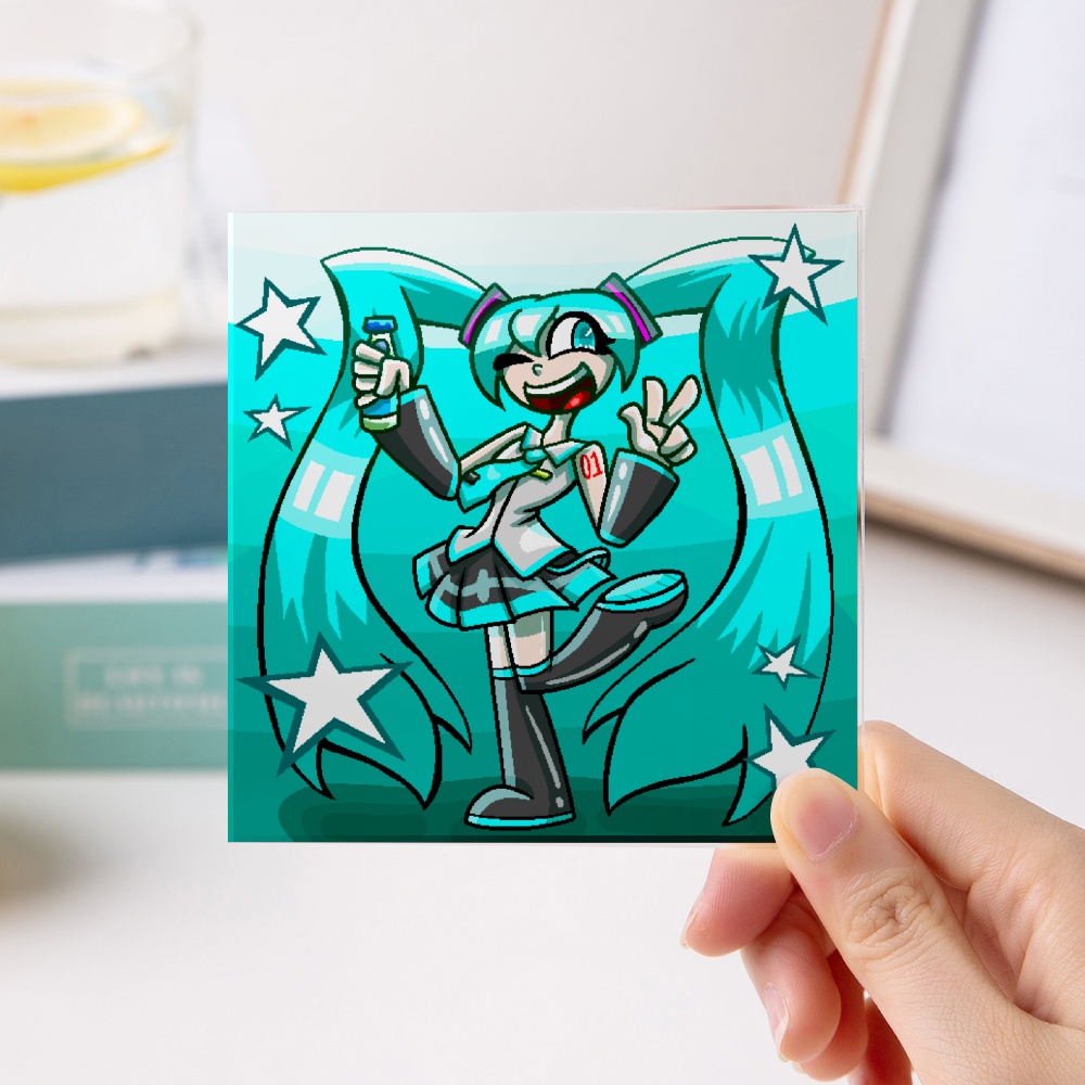 Miku Clear Acrylic Coaster - 3.93""(100mm), Rectangle