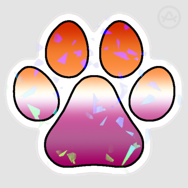 Lesbian Pride Flag Pawprint Holographic Sticker - 3 Inch