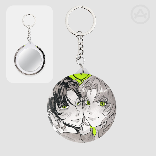 Green Yuri Plush Badge Mirror Keychain