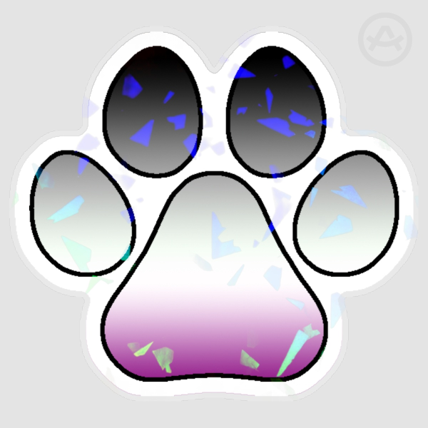Asexual Pride Flag Pawprint Holographic Sticker - 3 Inch