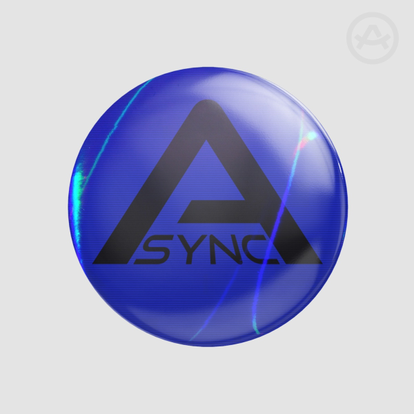 Backrooms ASYNC Logo Button Pin - Blue Holographic