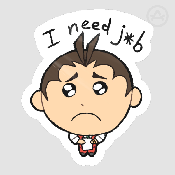 Unemployed Apollo Justice Die Cut Sticker
