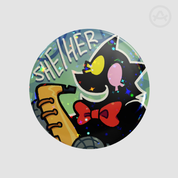 Pluey/Cat Mike Pronouns Badge - Round Badge (Button Pin)