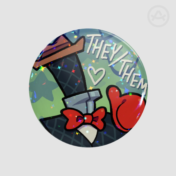 Jongler/Cowboy Mike Pronoun Badge - Round Badge (Button Pin)